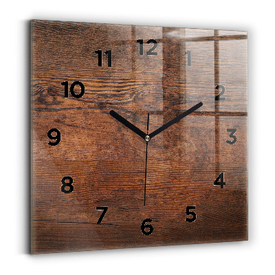 Pendule carrée en verre Vieux bois