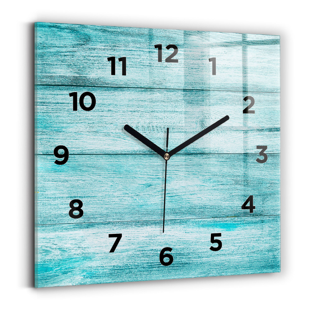 Pendule carrée en verre Vieux bois bleu