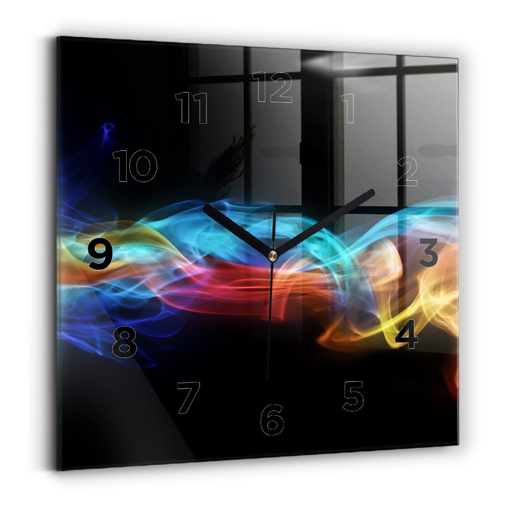 Horloge carrée en verre Lignes abstraites colorées