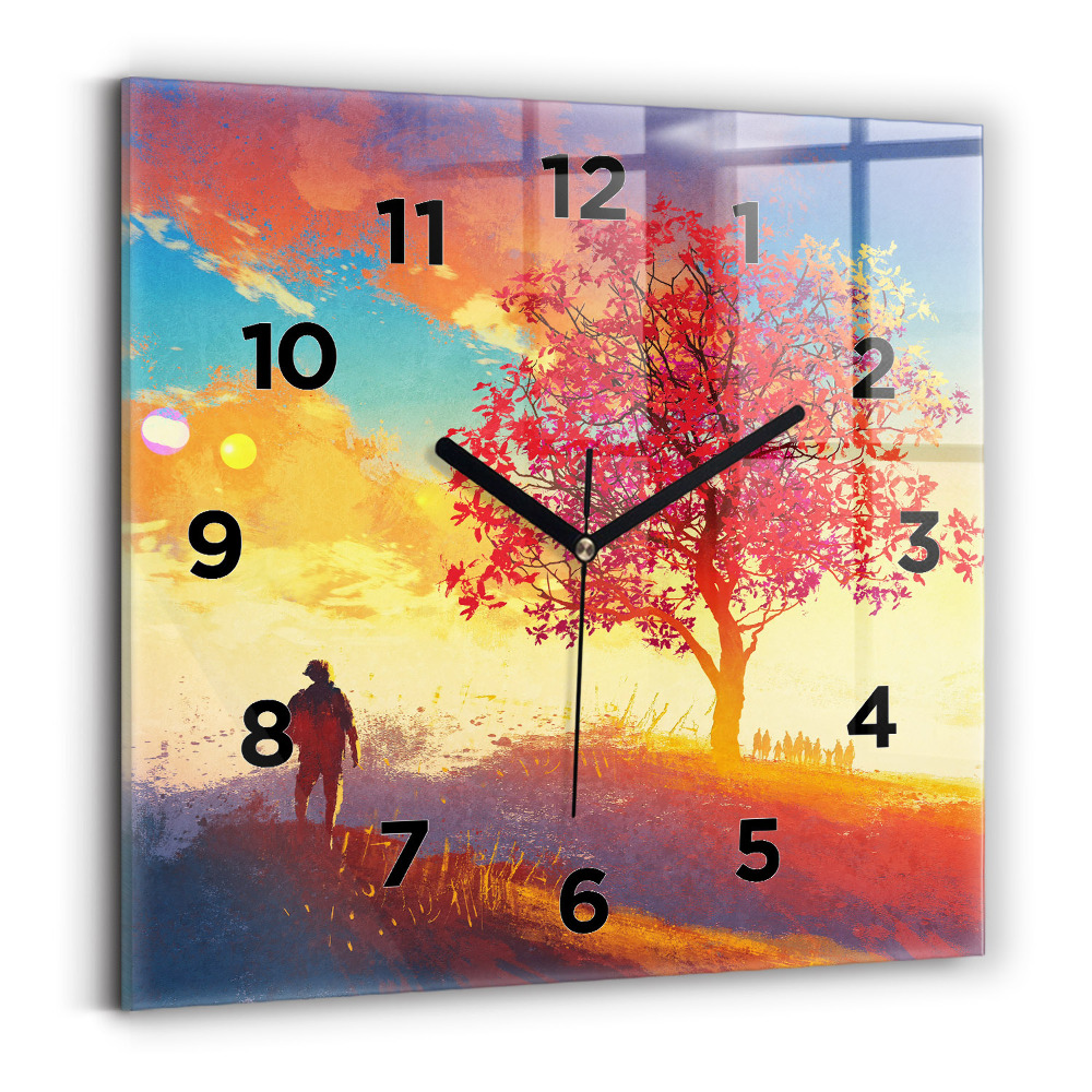 Horloge murale carrée Paysage d'automne