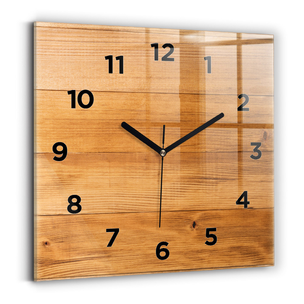 Pendule carrée en verre Planches en bois