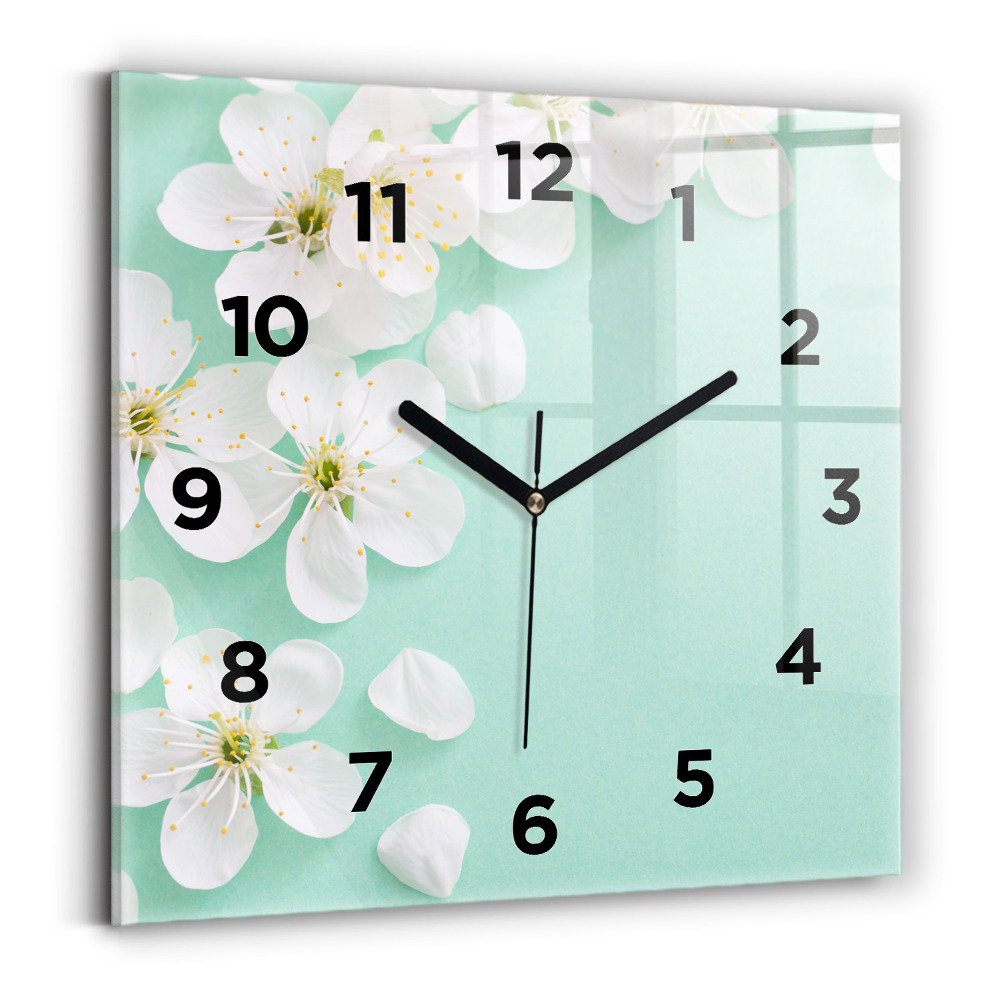 Horloge murale carrée Fleurs de pommier