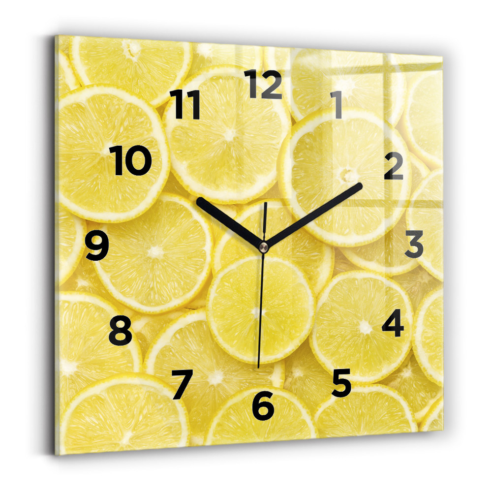 Pendule carrée en verre Tranches de citron