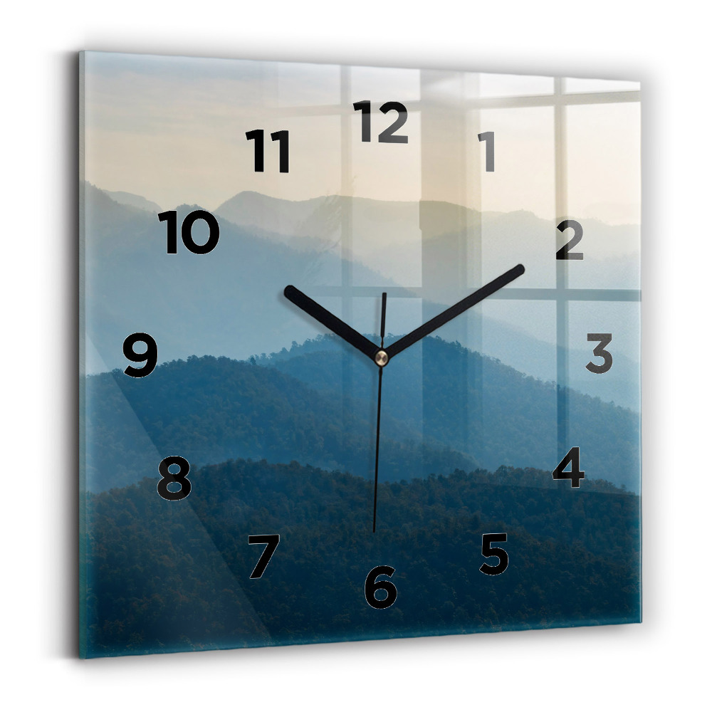 Pendule carrée en verre Paysage abstrait de montagne