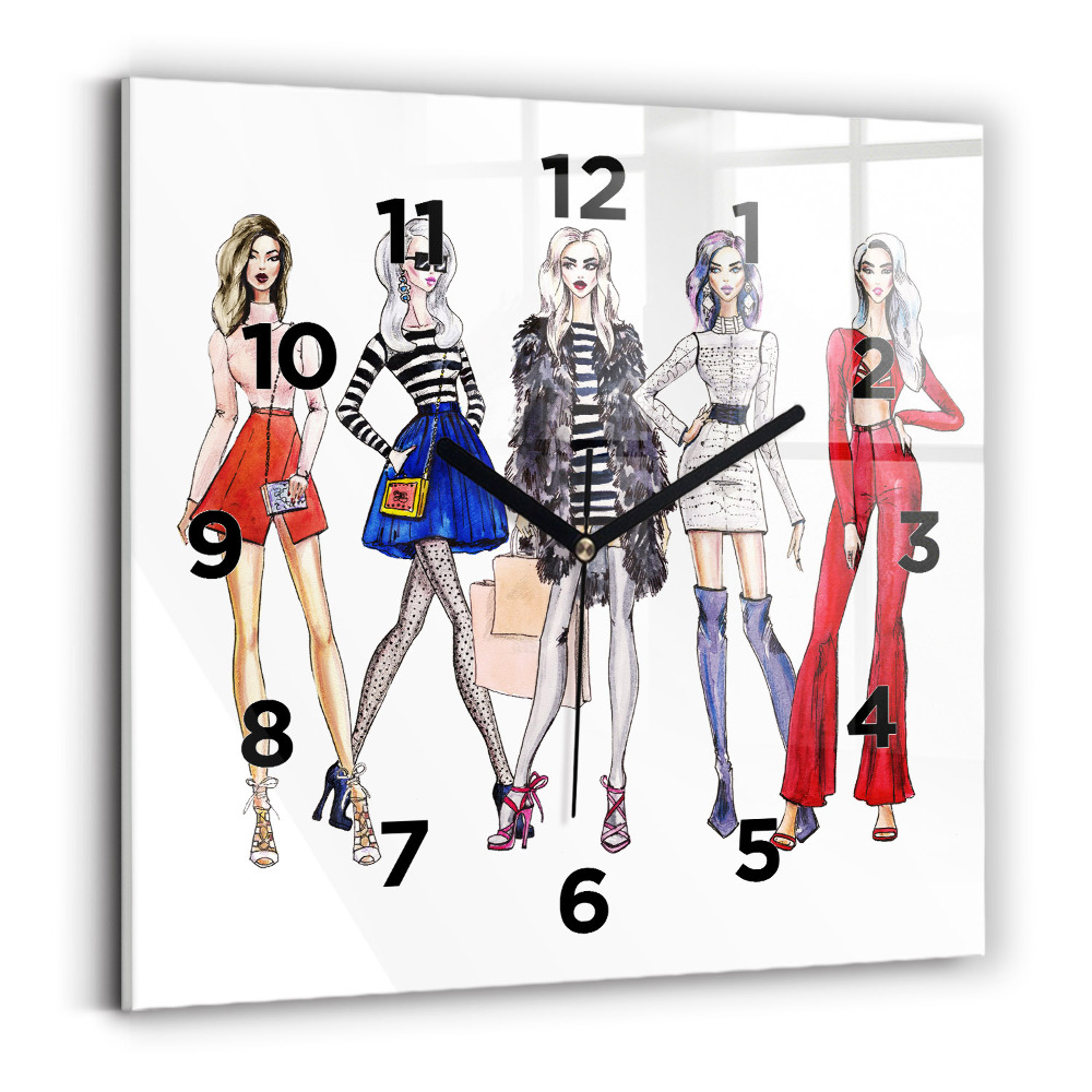 Horloge murale carrée Filles à la mode