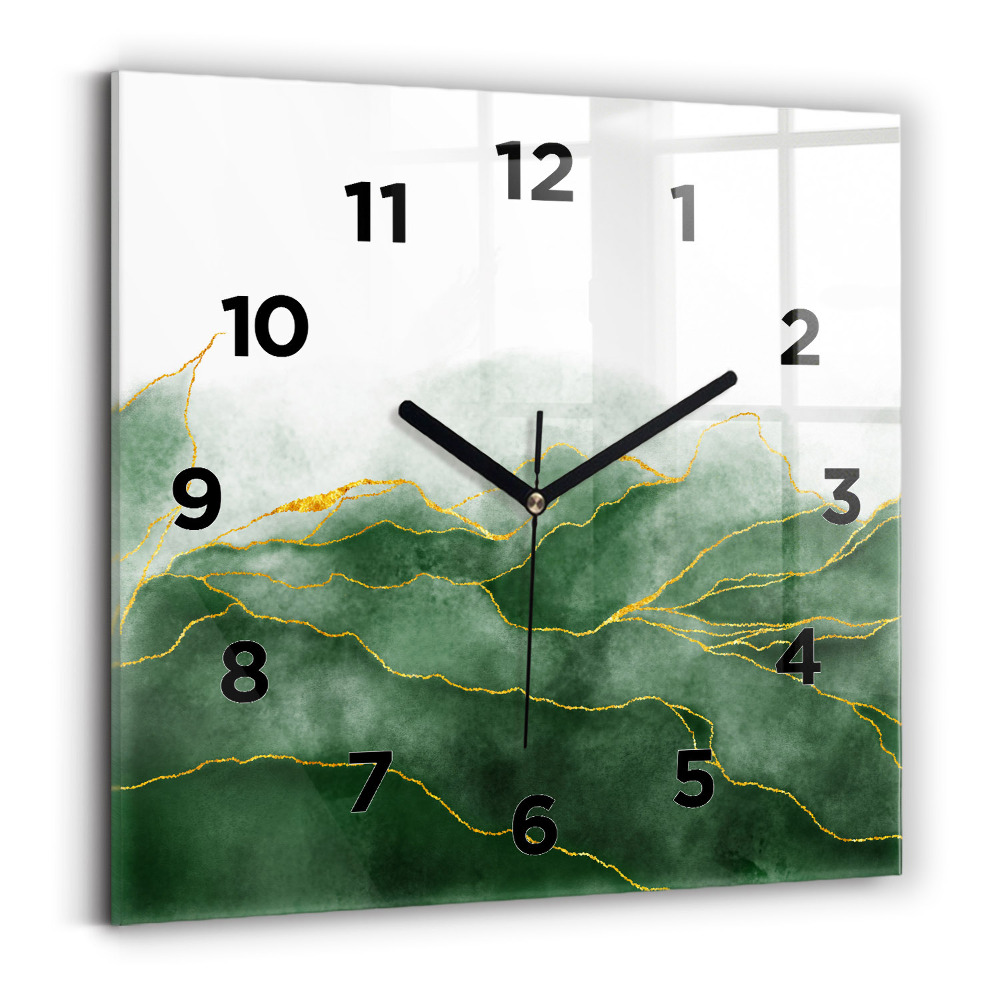 Pendule carrée en verre Feuilles abstraites