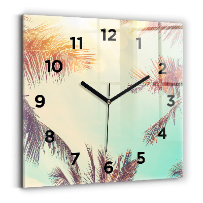 Pendule carrée en verre Palmiers tropicaux