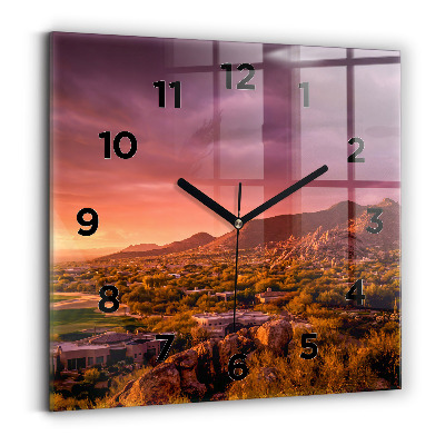 Pendule carrée en verre Coucher de soleil à North Scottsdale