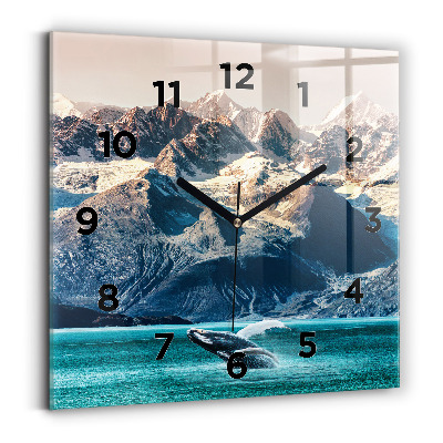 Horloge carrée en verre Eau de baleine