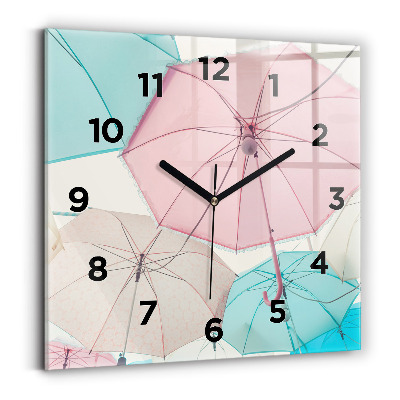 Horloge murale carrée Parapluies pastel