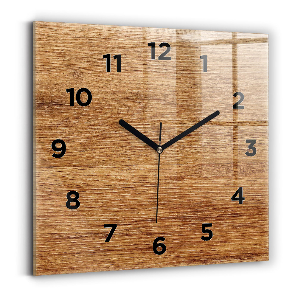 Horloge carrée en verre Bois clair