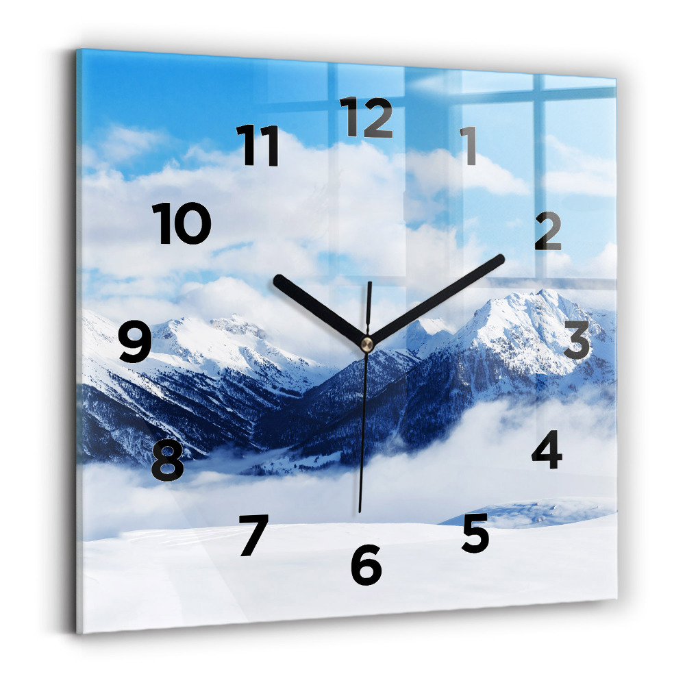 Horloge murale carrée Panorama de montagnes