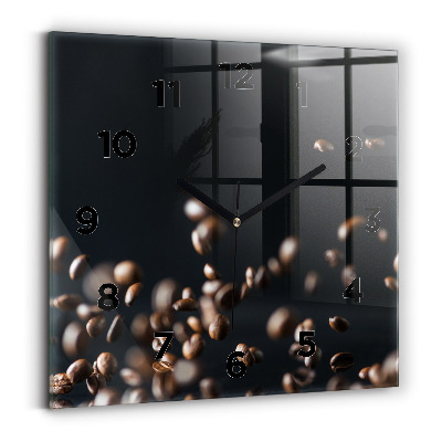 Horloge carrée en verre Grains de café