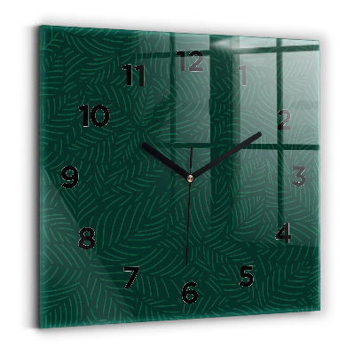Horloge carrée en verre Motif de feuilles