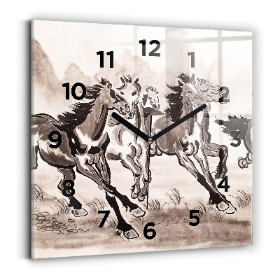 Horloge murale carrée Chevaux au galop
