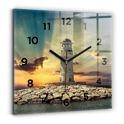 Horloge murale carrée Phare sur l'eau