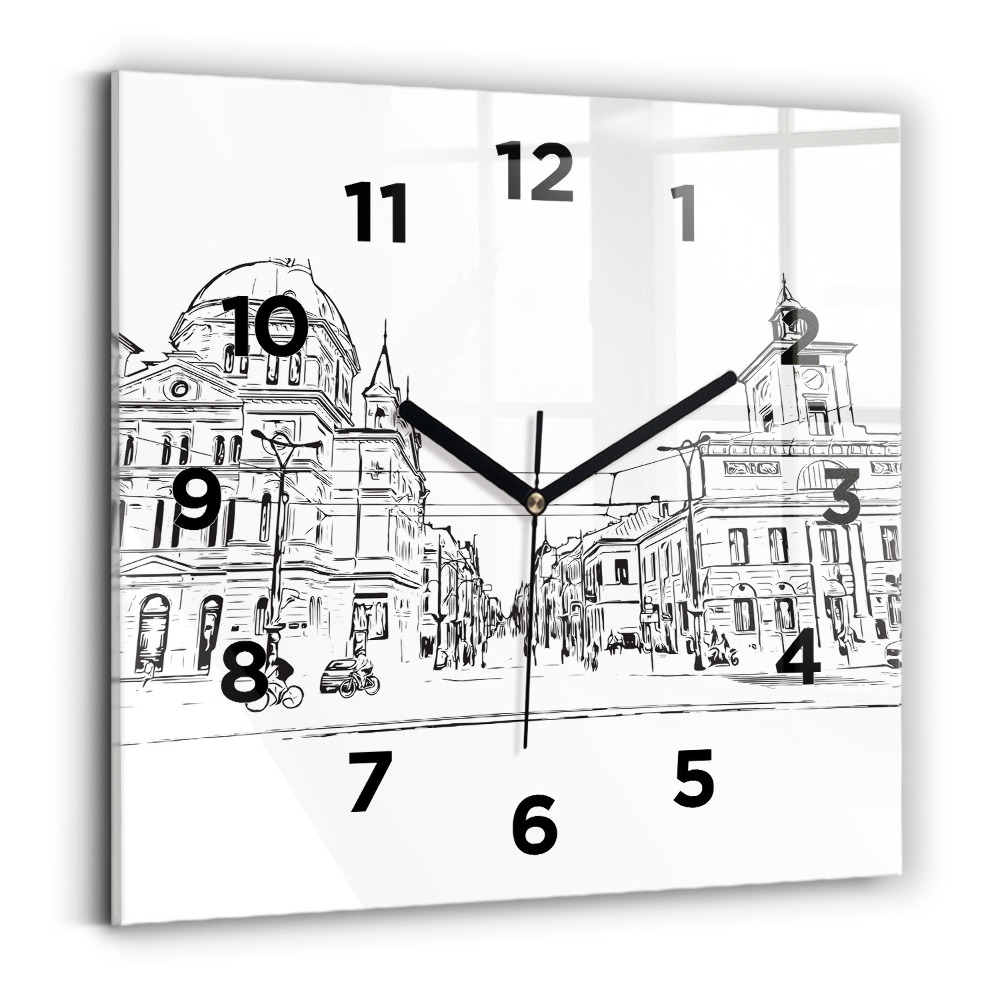 Pendule carrée en verre Illustration de la ville de Poznan