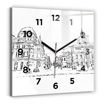 Pendule carrée en verre Illustration de la ville de Poznan