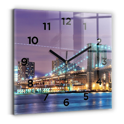 Horloge carrée en verre Pont de Brooklyn et East River