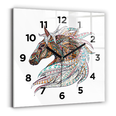 Pendule carrée en verre Illustration d'un cheval