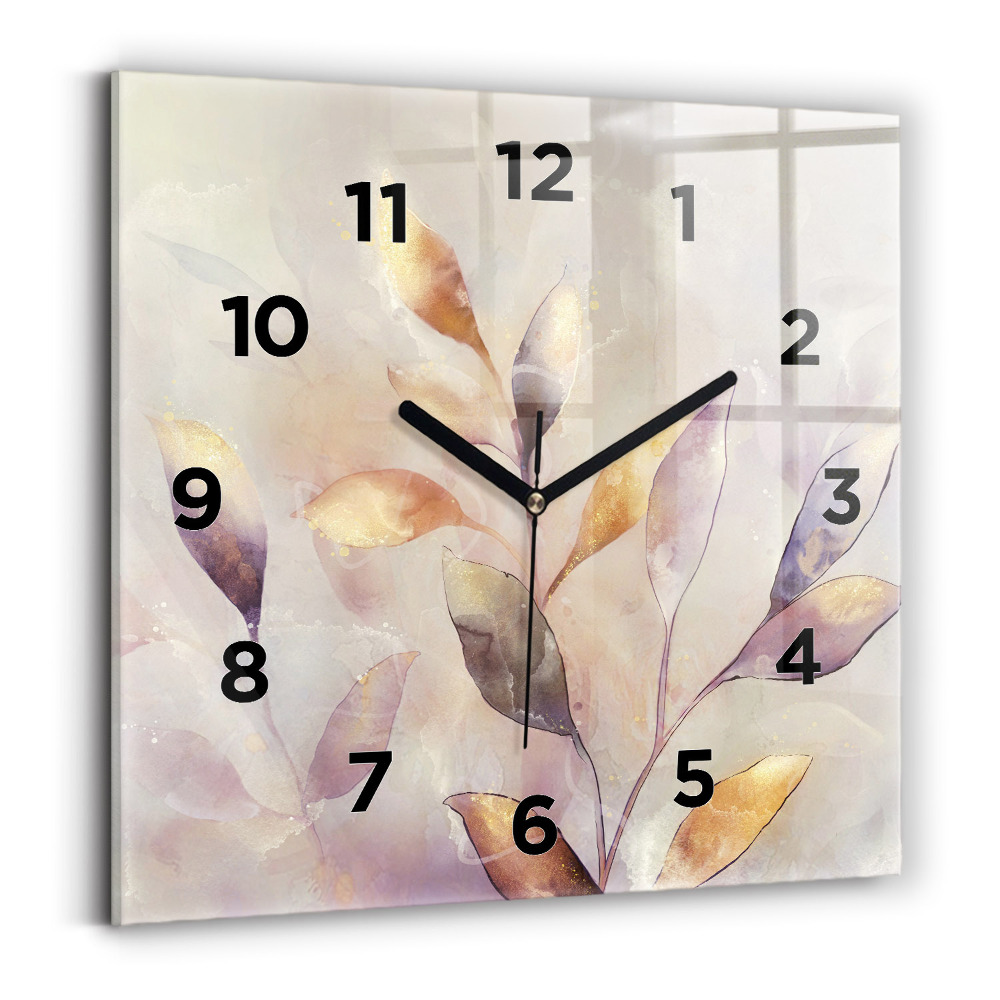 Horloge murale carrée Feuilles abstraites boho