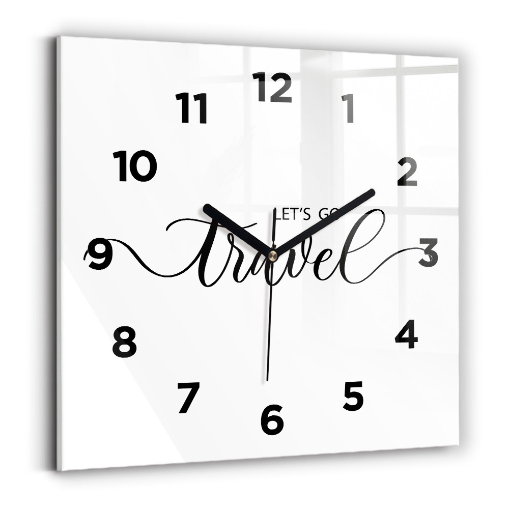 Pendule carrée en verre Inscription de voyage