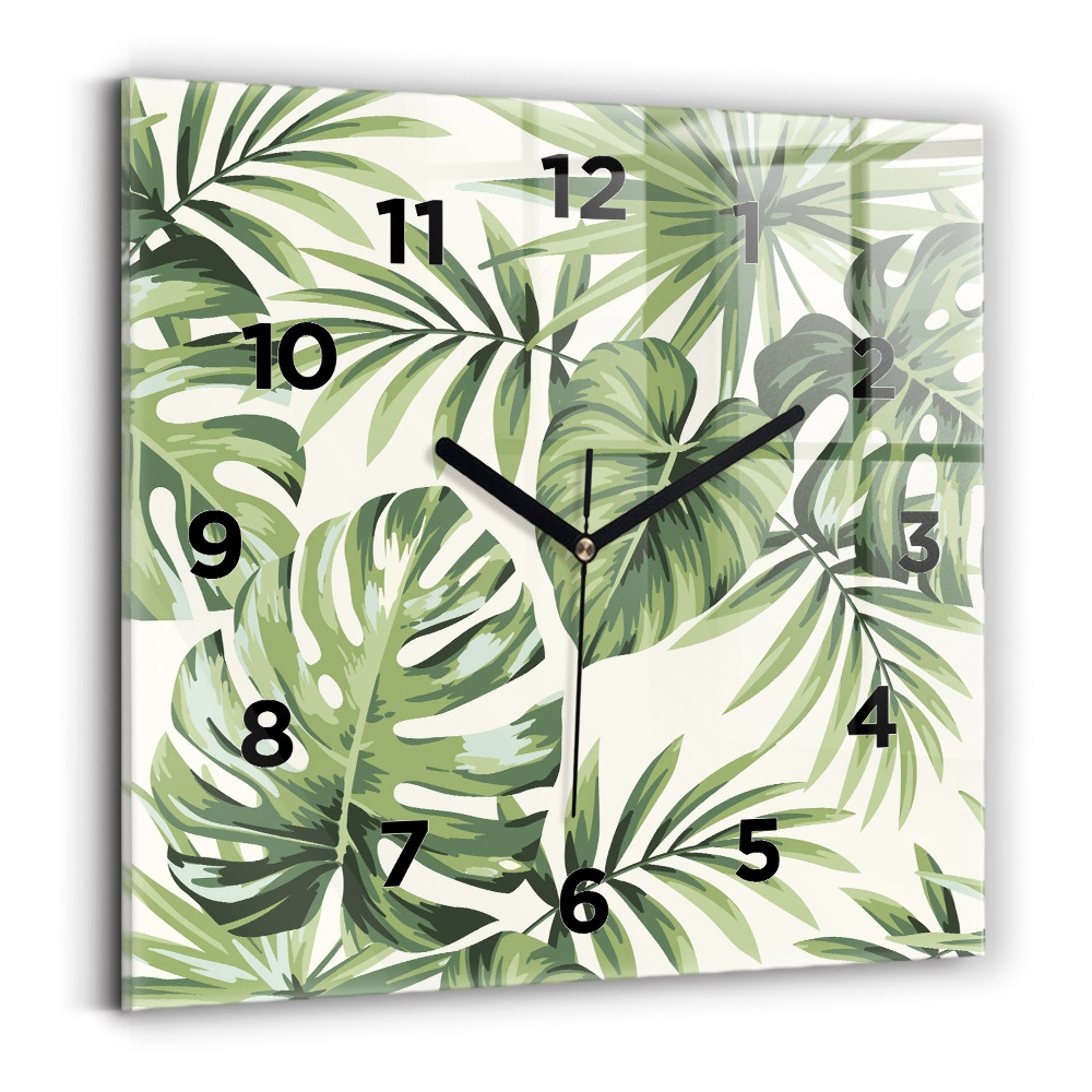 Horloge carrée en verre Motif tropical