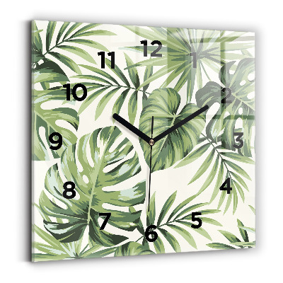 Horloge carrée en verre Motif tropical