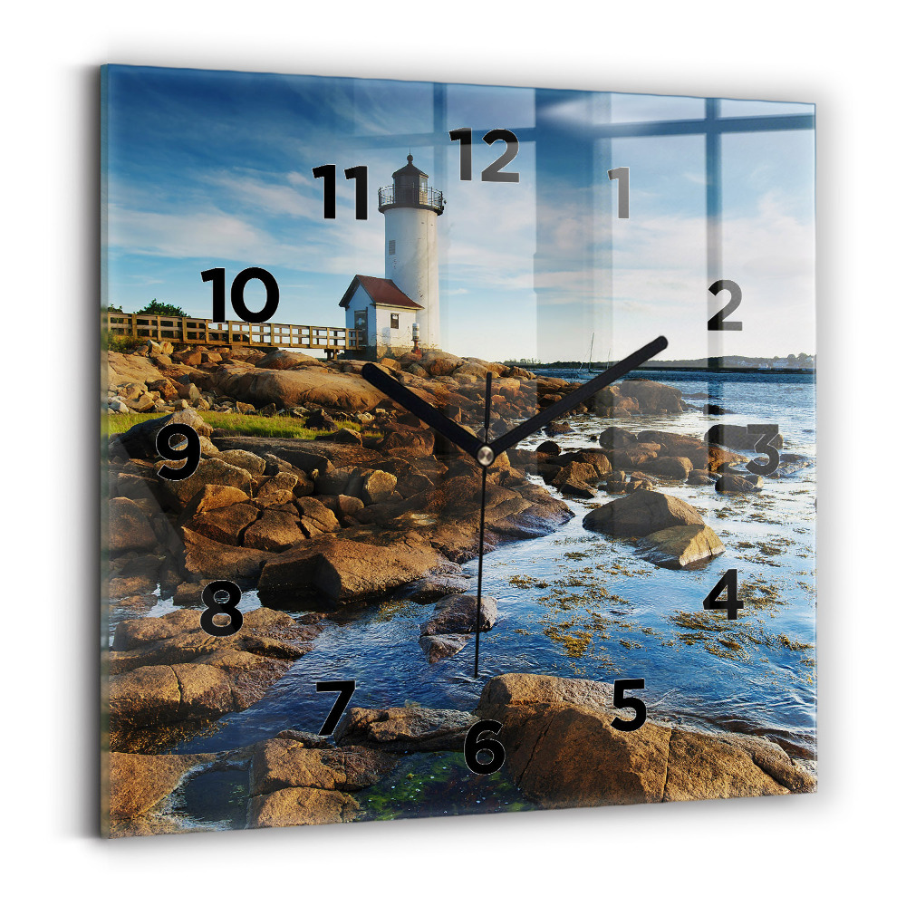 Pendule carrée en verre Phare d'Annisquam