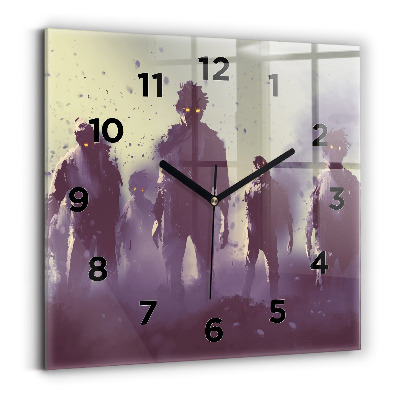 Horloge carrée en verre Zombie la nuit - halloween