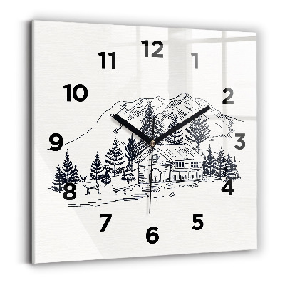 Pendule carrée en verre Ville en dessin animé