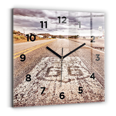 Horloge carrée en verre Route 66 USA