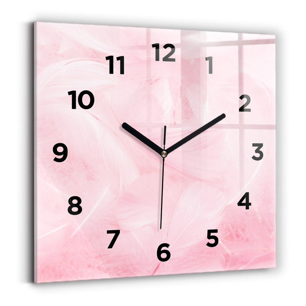 Horloge carrée en verre Plume abstraite