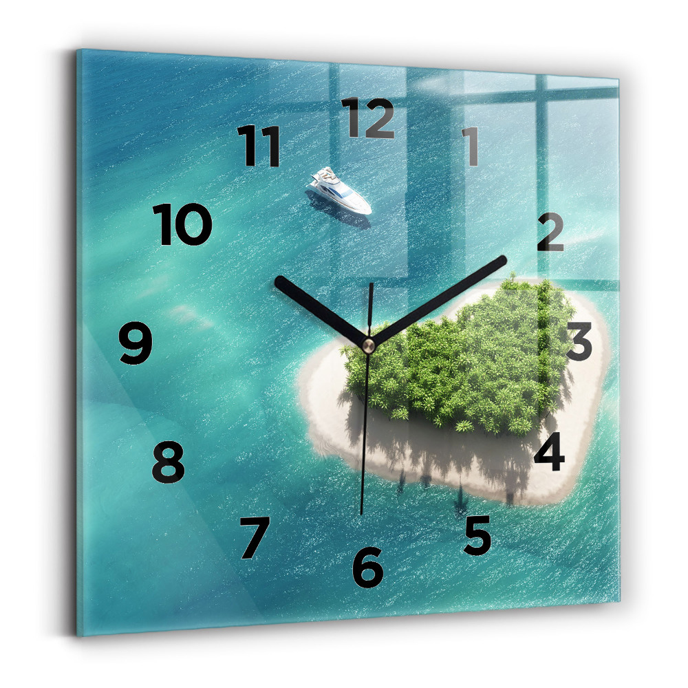 Horloge carrée en verre Île du cœur