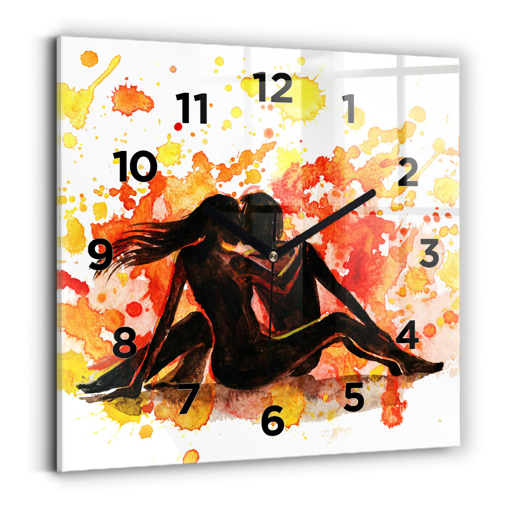 Pendule carrée en verre Amour et couple amoureux