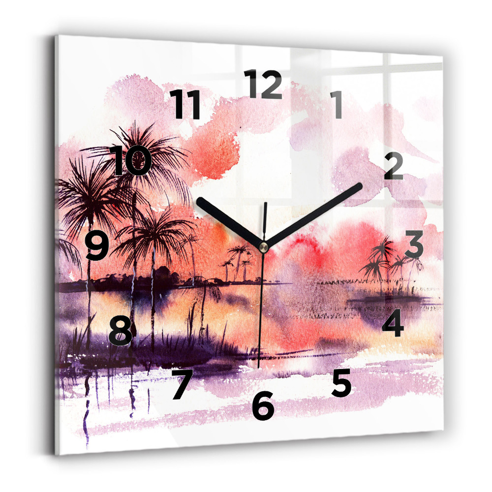 Horloge murale carrée Paysage tropical