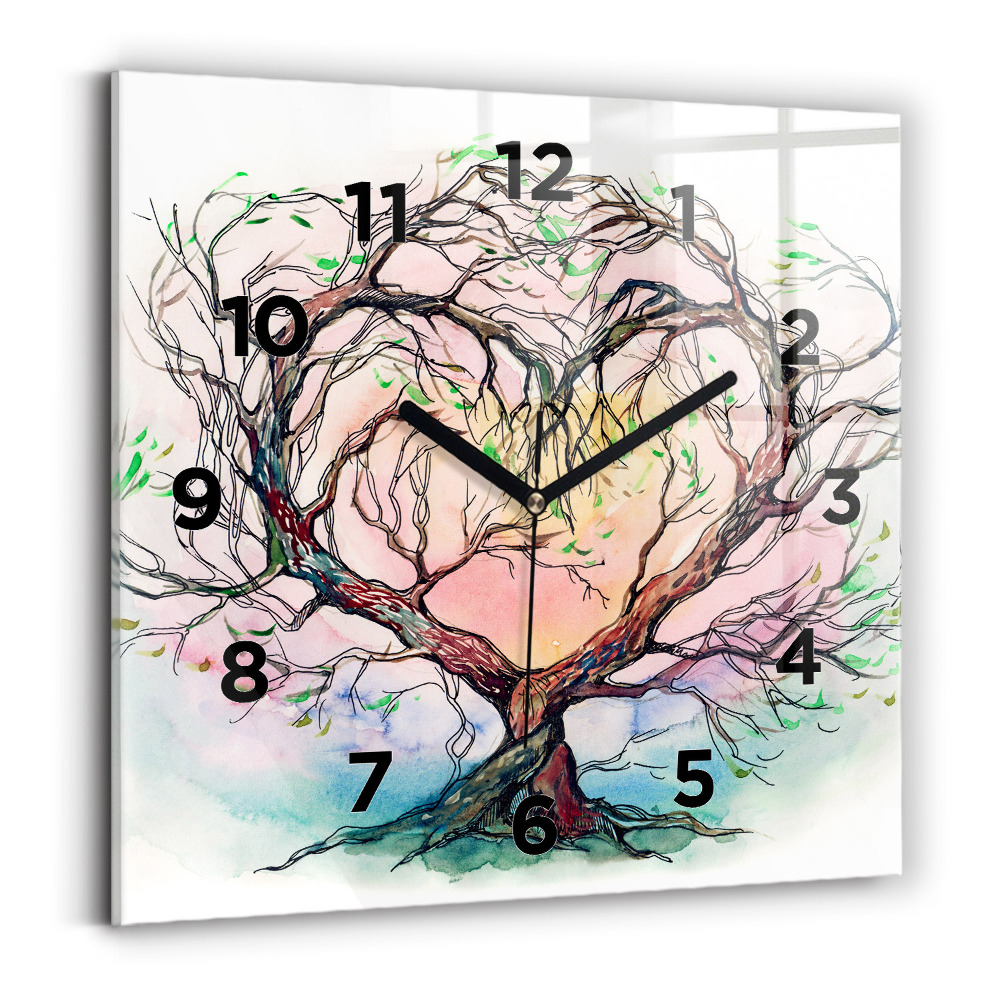 Horloge murale carrée Cœur d'arbre de la nature