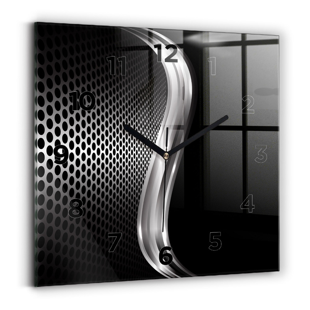 Pendule carrée en verre Abstraction métal noir