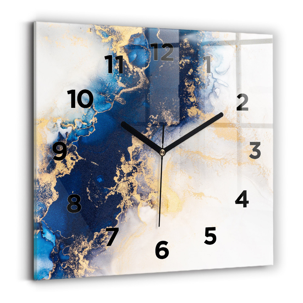 Horloge carrée en verre Motif de marbre