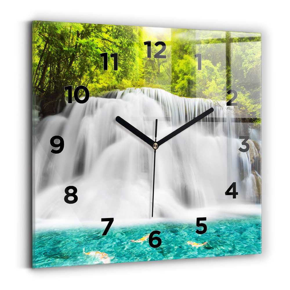 Horloge carrée en verre Chute d'eau en Thaïlande