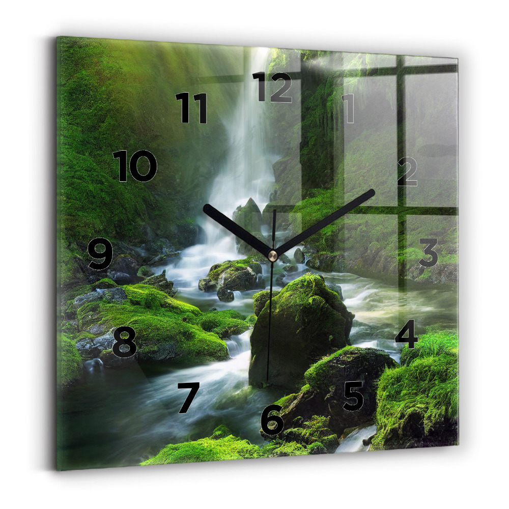 Horloge murale carrée Cascade et rochers