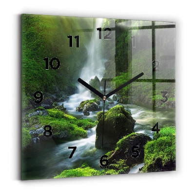 Horloge murale carrée Cascade et rochers