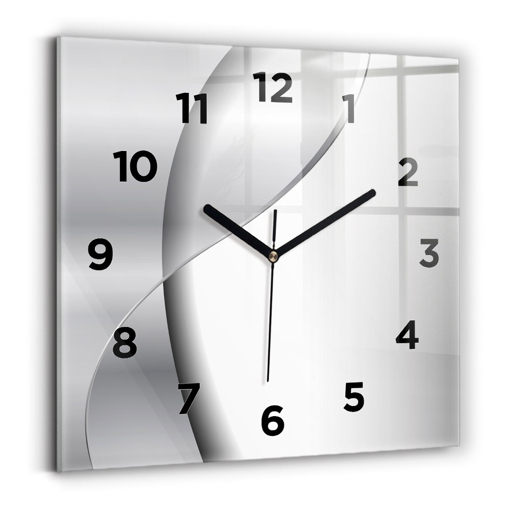 Horloge carrée en verre Abstraction argentée