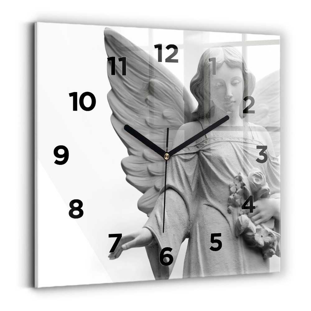Horloge murale carrée Sculpture d'un vieil ange
