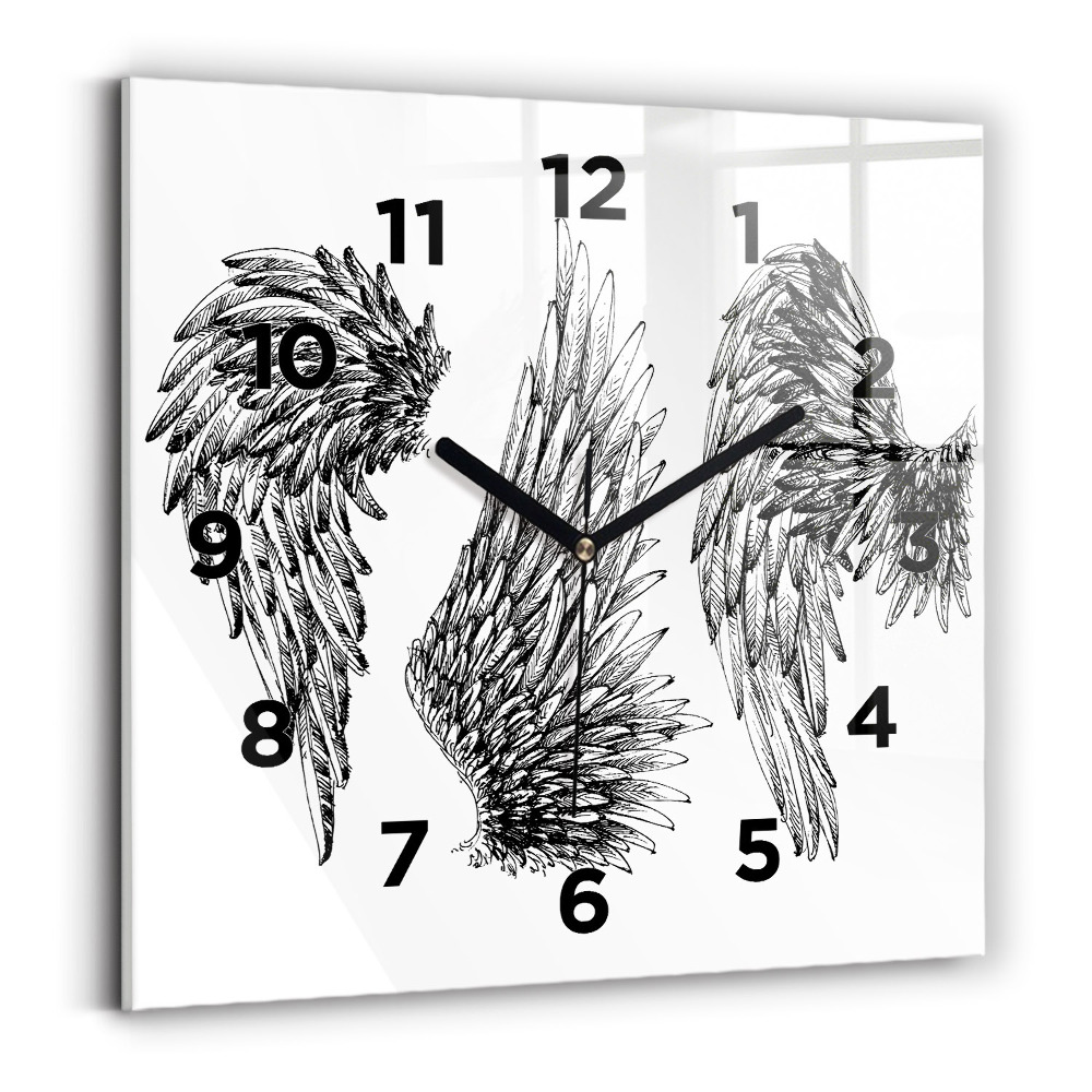 Horloge carrée en verre Ailes d'ange