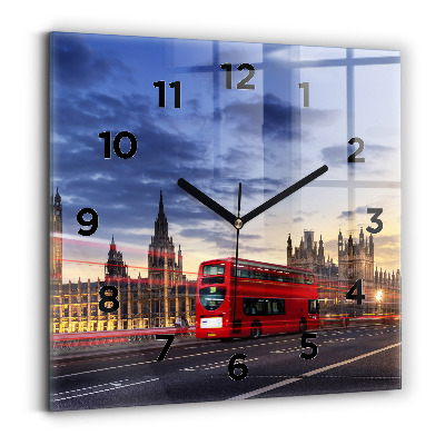 Horloge carrée en verre Bus rouge de Londres