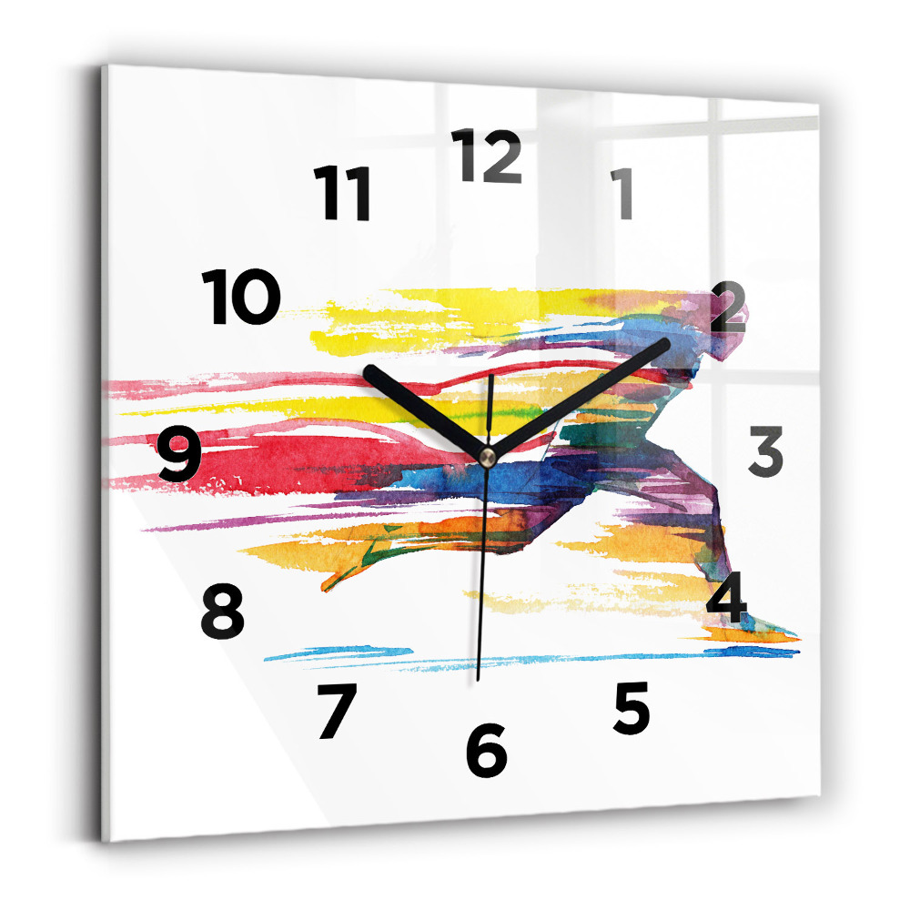 Pendule carrée en verre Illustration d'un coureur