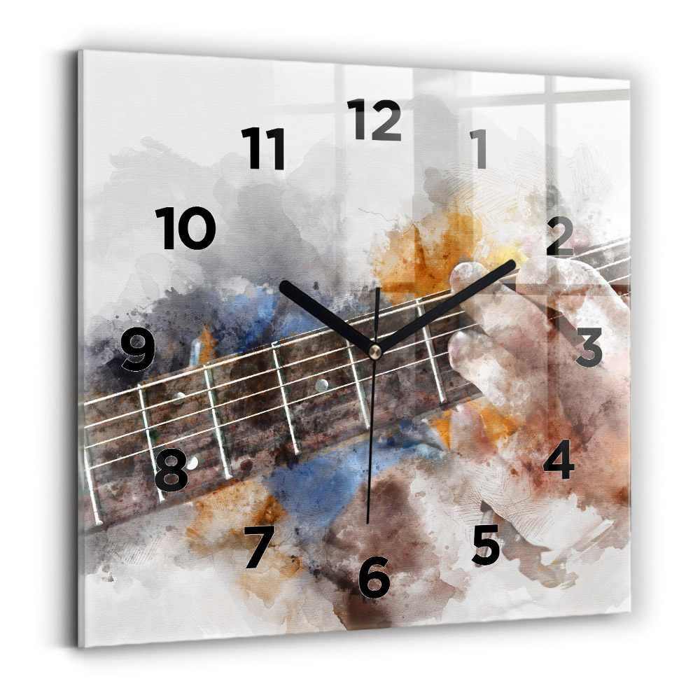 Horloge murale carrée Graphique d'une guitare