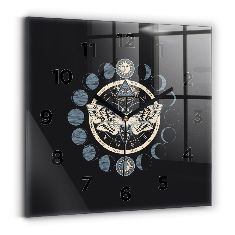 Horloge carrée en verre Phases de la lune