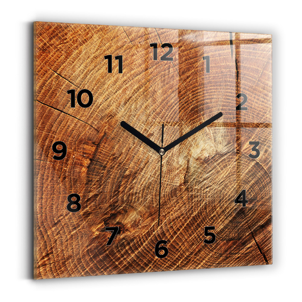 Horloge carrée en verre Vieux tronc d'arbre